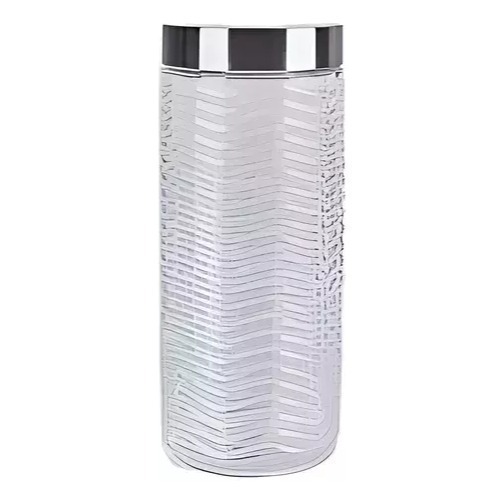 FRASCO DE VIDRIO OVALADO RAYADO CON TAPA DE ACERO 2240 ML CHICO (27x11cm)