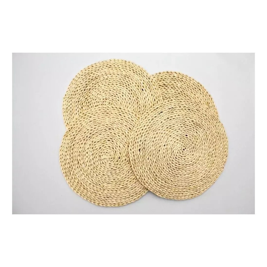 Individual Fibra Tejidos Natural Claro Redondo 38cm