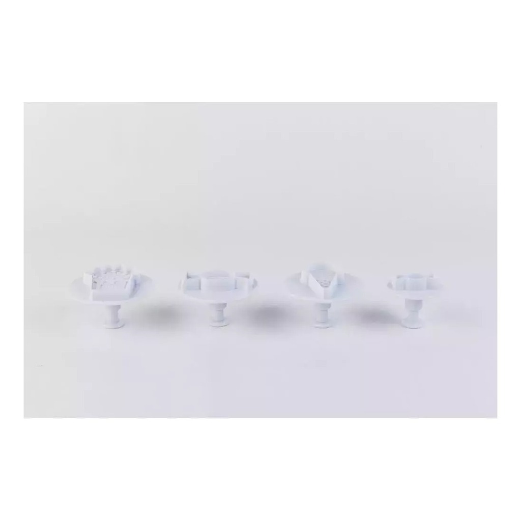 Set 4 Pcs Cortante Plástico Cumple Embolo Fondant Candy