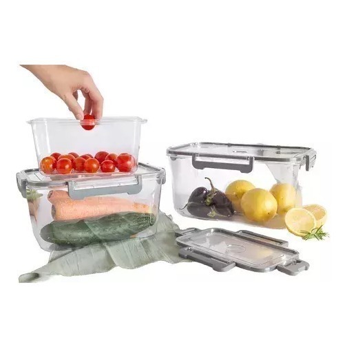Pack 3 Contenedores Plasticos Hermeticos 2, 3.8 Y 6.5l