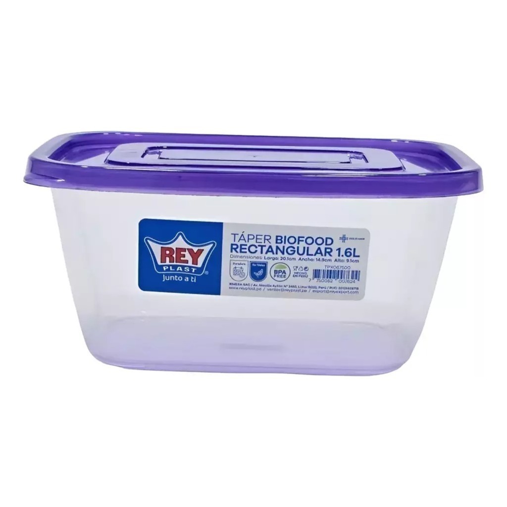 Hermético Rectangular Tuper 1600 Ml Reyplast