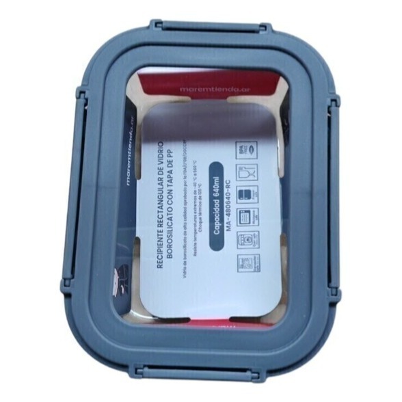 Pote Vidrio Hermetico Rectangular Horno Frezzer 640ml