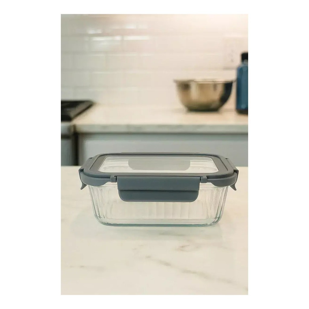 Pote Vidrio Hermetico Rectangular Horno Frezzer 1520 ml