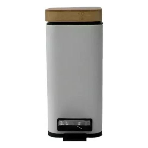 Cesto De Basura Rectangular Acero Tapa Bamboo 5 Litros