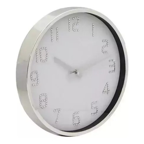 Reloj De Pared 30 Cm Diam Vidrio Plastico Silencioso Brillos