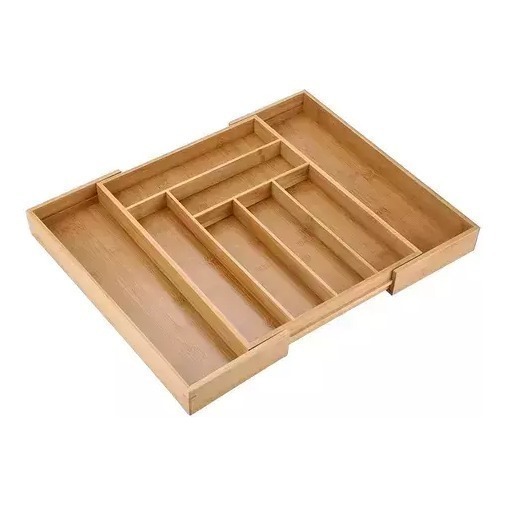 Cubiertero Extensible Madera Bambu Organizador De Cubiertos