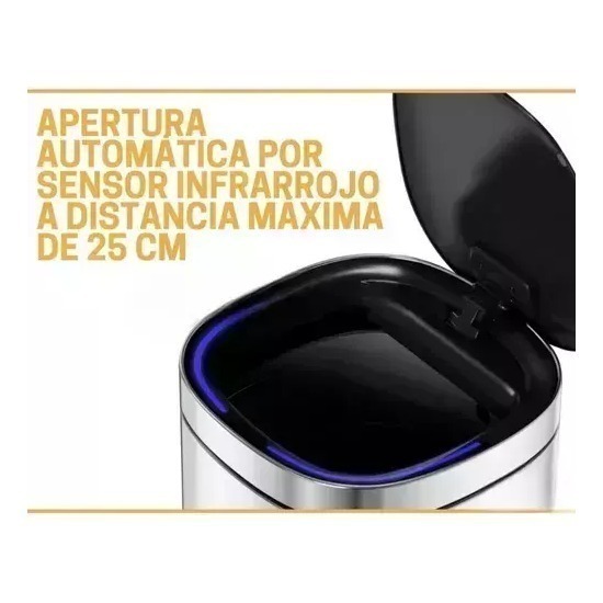 Cesto De Acero Mate Apertura Automatica Cierre Suave 12 L