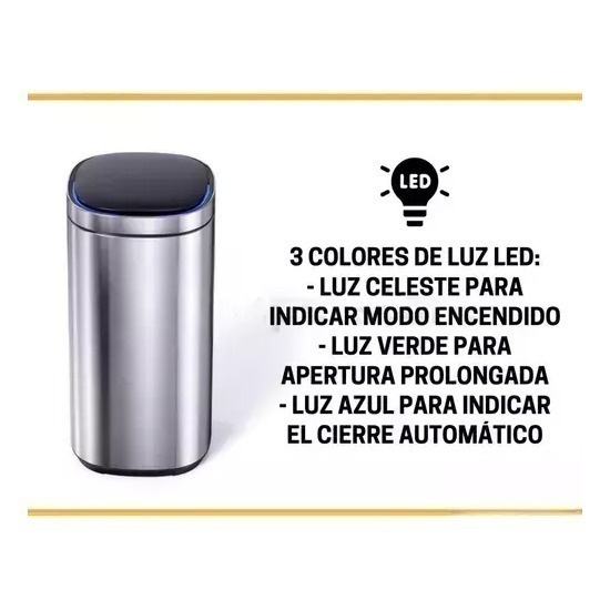 Cesto De Acero Mate Apertura Automatica Cierre Suave 12 L