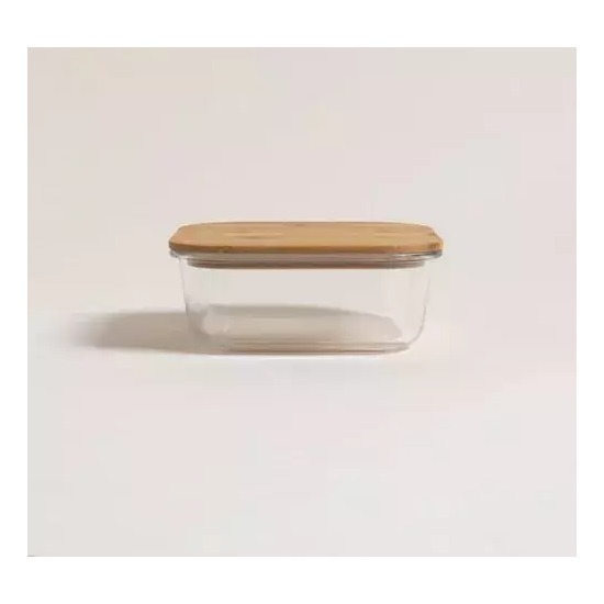 Pack 3 Taper Tuper CuadradoVidrio Hermetico Bambu Organizador MLXL