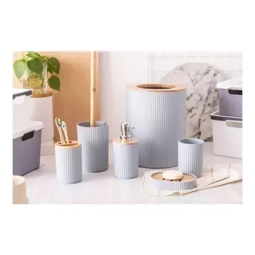 Set De Baño 6 Pc Dispenser Jabonera 2 Porta Cepillos