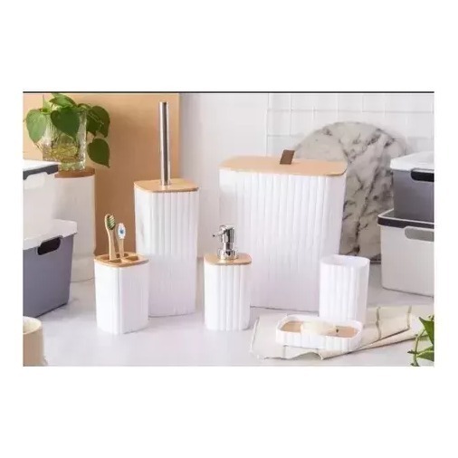 Set De Baño 6 Pc Dispenser Jabonera 2 Porta Cepillos