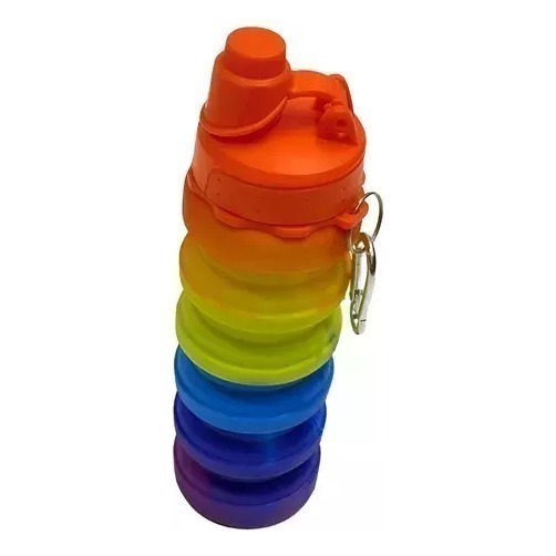 Botella Plegable Silicona 500ml Flexible Acordeon Escolar