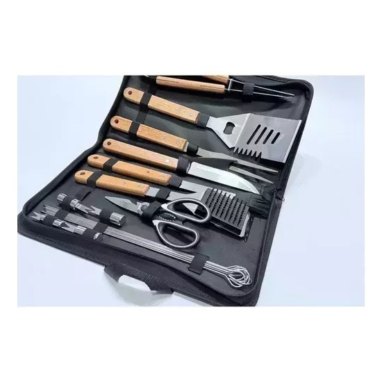 Set Asado 17 Piezas Parrillero Tela Cuchillo Tabla Espatula