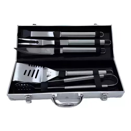 Set Asado 5 Piezas Parrillero Aluminio Cuchillo Espatula
