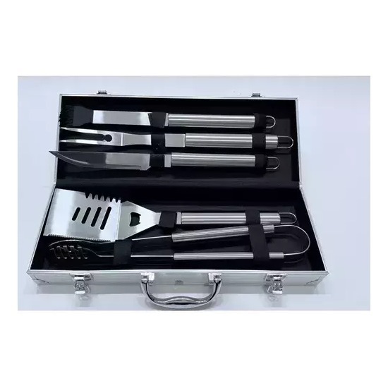 Set Asado 5 Piezas Parrillero Aluminio Cuchillo Espatula