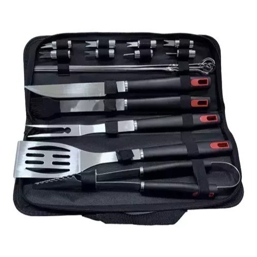 Set Asado 18 Piezas Parrillero Tela Cuchillo Tabla Espatula