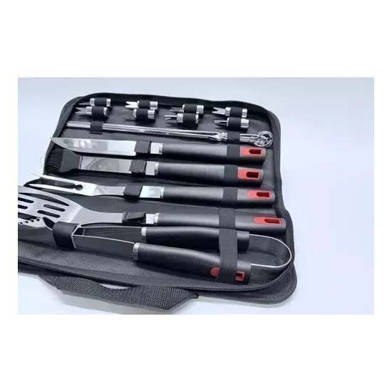 Set Asado 18 Piezas Parrillero Tela Cuchillo Tabla Espatula