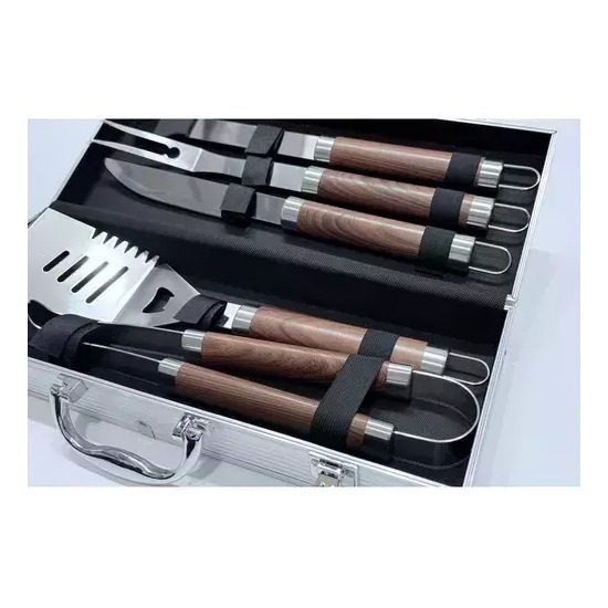 Set Asado 5 Piezas Parrillero Aluminio Parrilla 5 Pcs