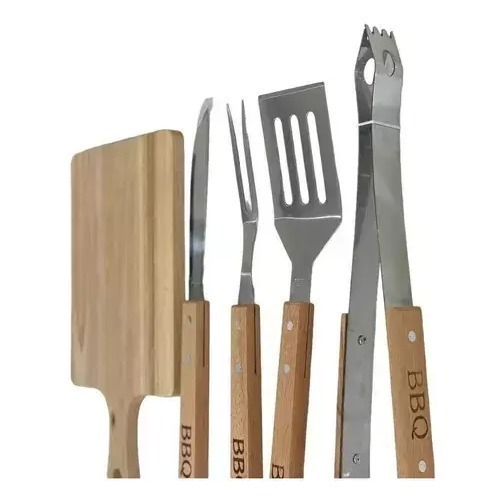 Set Asado 9 Piezas Parrillero Tela Cuchillo Tabla Espatula