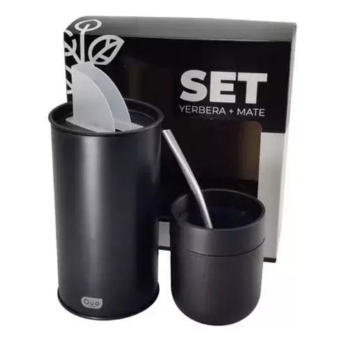 Set De Mate Mateava Y Lata Yerbera Quo Con Bombilla