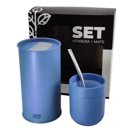 Set De Mate Mateava Y Lata Yerbera Quo Con Bombilla