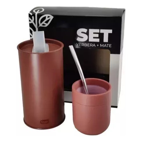 Set De Mate Mateava Y Lata Yerbera Quo Con Bombilla