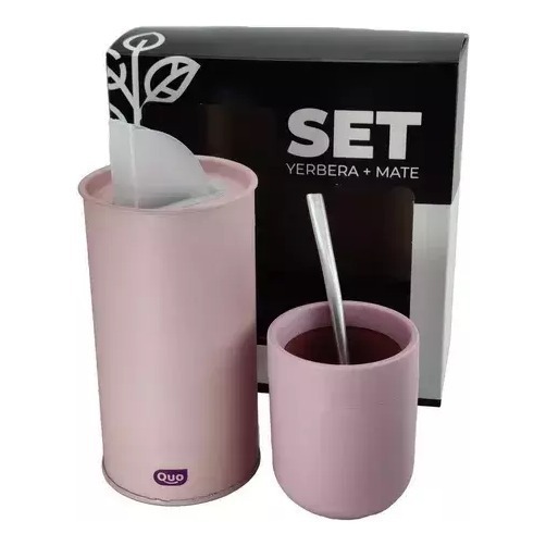 Set De Mate Mateava Y Lata Yerbera Quo Con Bombilla