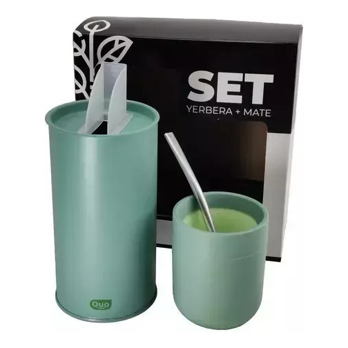 Set De Mate Mateava Y Lata Yerbera Quo Con Bombilla