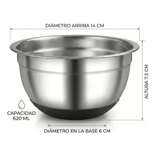 Bowl De Acero Inoxidable Con Base De Silicona varias medidas