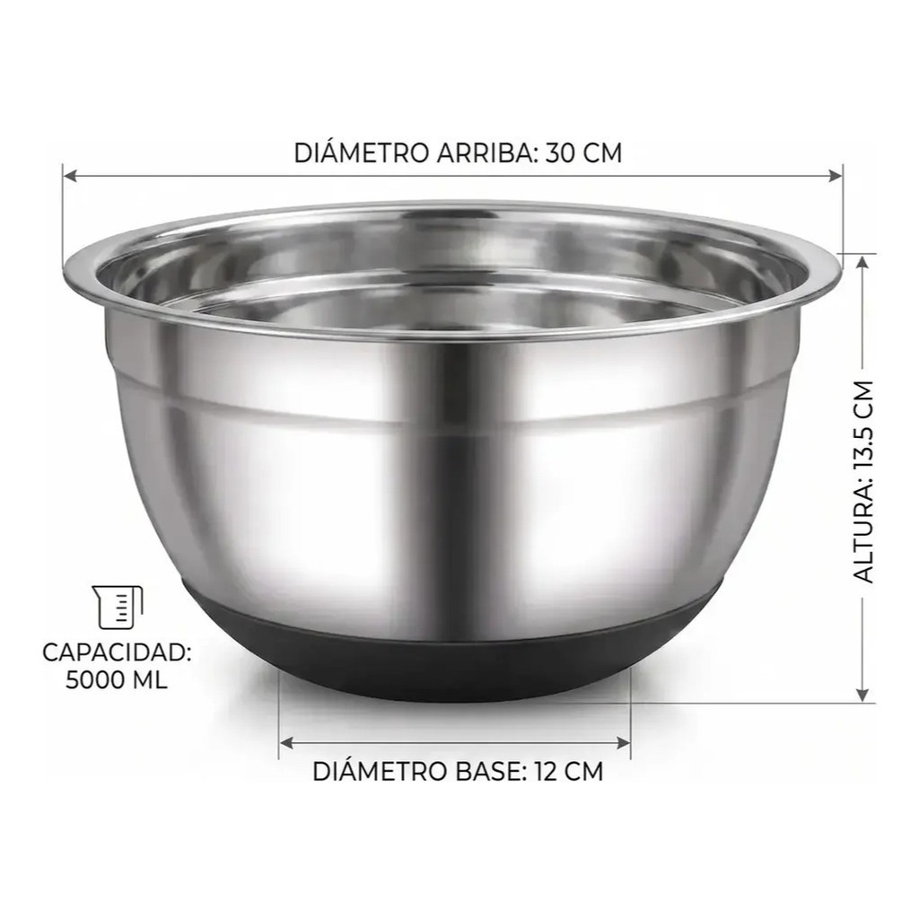 Bowl De Acero Inoxidable Con Base De Silicona varias medidas