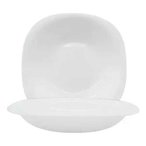 Plato Hondo Vidrio Opal Cuadrado Unid Carol Cocina 21 Cm