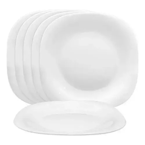 Plato Playo Cuadrado Vidrio Opal Unid. Carol Cocina