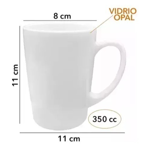 Taza Jarro Mug Carol Vidrio Opal Templado 350 Ml