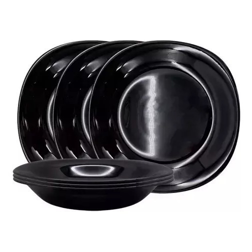 Plato Hondo Cuadrado Vidrio Opal Negro Carol Cocina