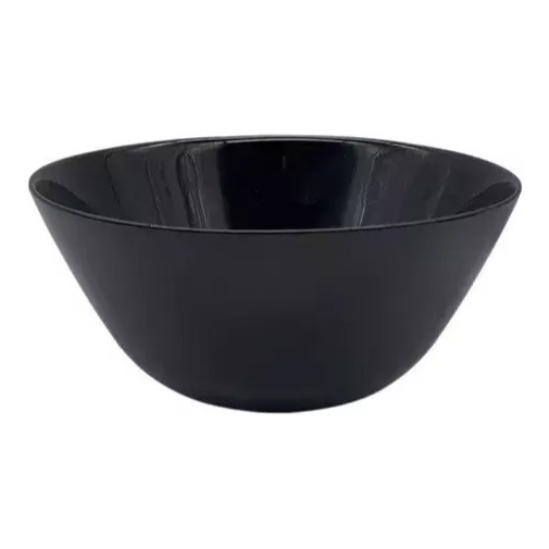Ensaladera Bowl Vidrio Opal Negro Redonda 24cm Carol X1