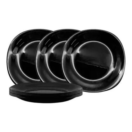 Plato Postre Cuadrado Vidrio Opal Negro Carol Cocina X1
