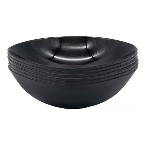 Ensaladera Bowl Vidrio Opal Negro Redonda 21cm Carol X1