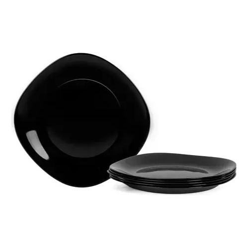 Plato Playo Vidrio Cuadrado Opal 25,4cm Negro Carol X1