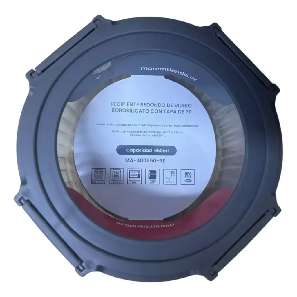 Pote Vidrio Hermetico Redondo Horno Frezzer M 650ml