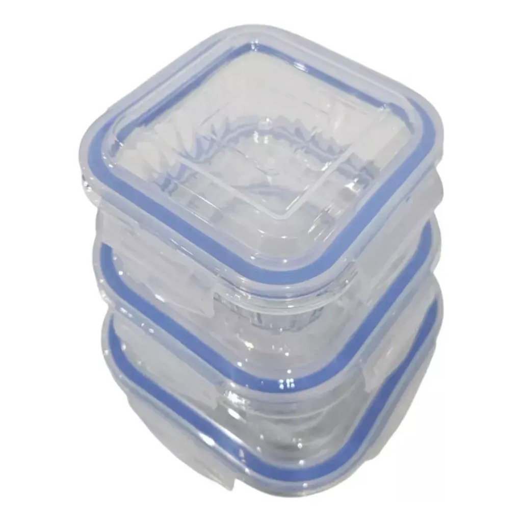 Set 3 Tuper Recipientes Vidrio Pirex Horno Frezzer Cuadrado