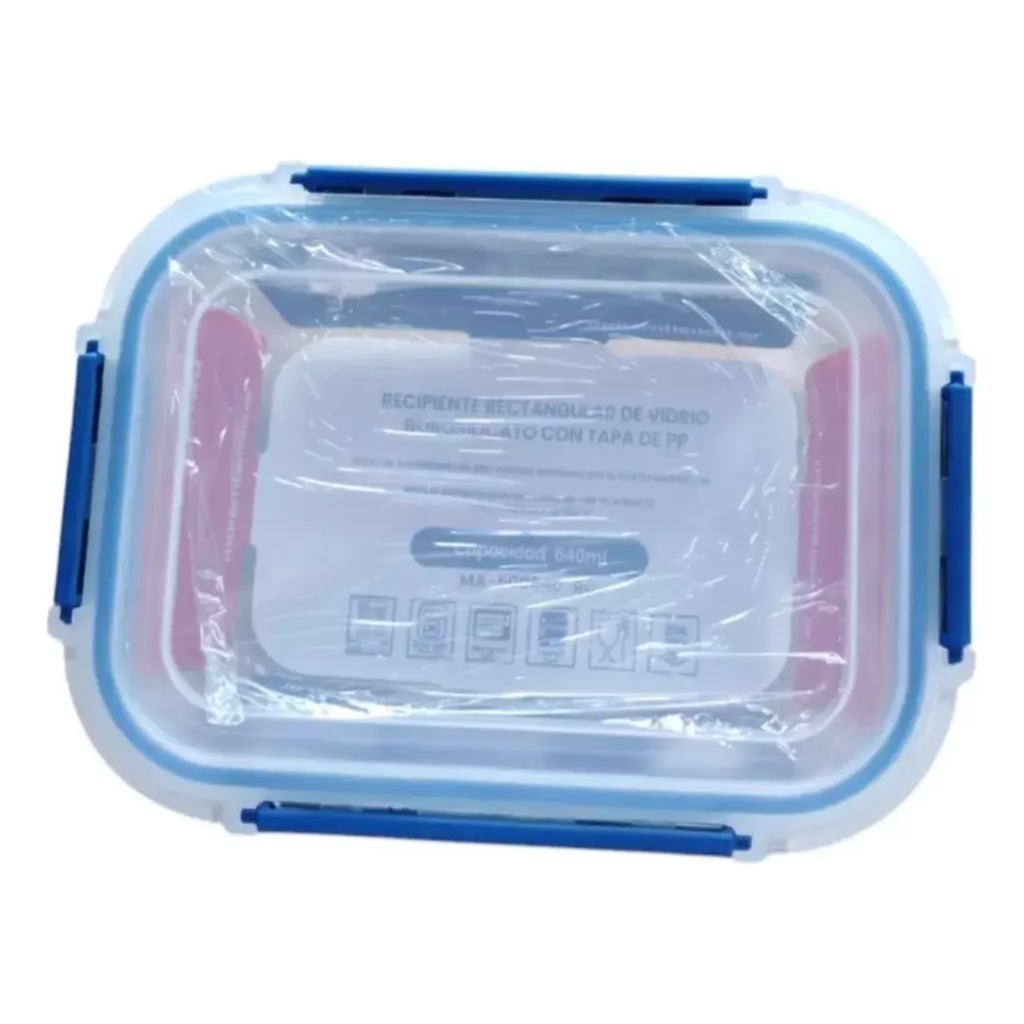 Pote Hermetico Vidrio Rectangular Horno Microfrezzer Vianda 640 ML