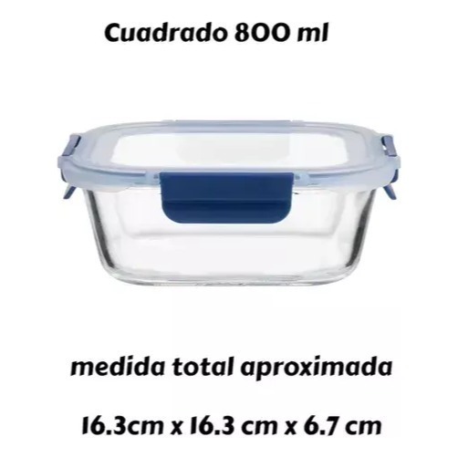 Tuper Vidrio Hermetico Cuadrado Horno Frezzer Microondas M