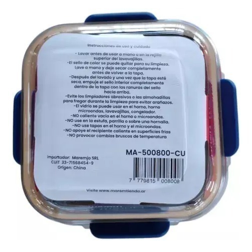 Tuper Vidrio Hermetico Cuadrado Horno Frezzer Microondas M