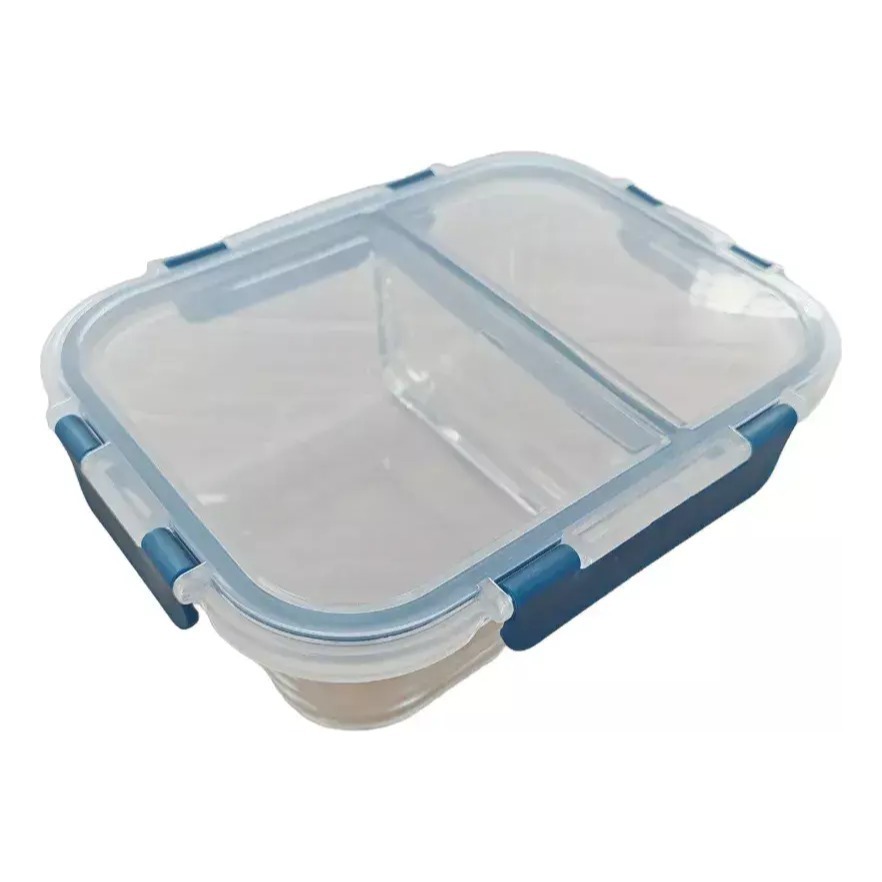 Tuper Vidrio Hermetico Rectangular 2 Divisiones Horno 1360ml