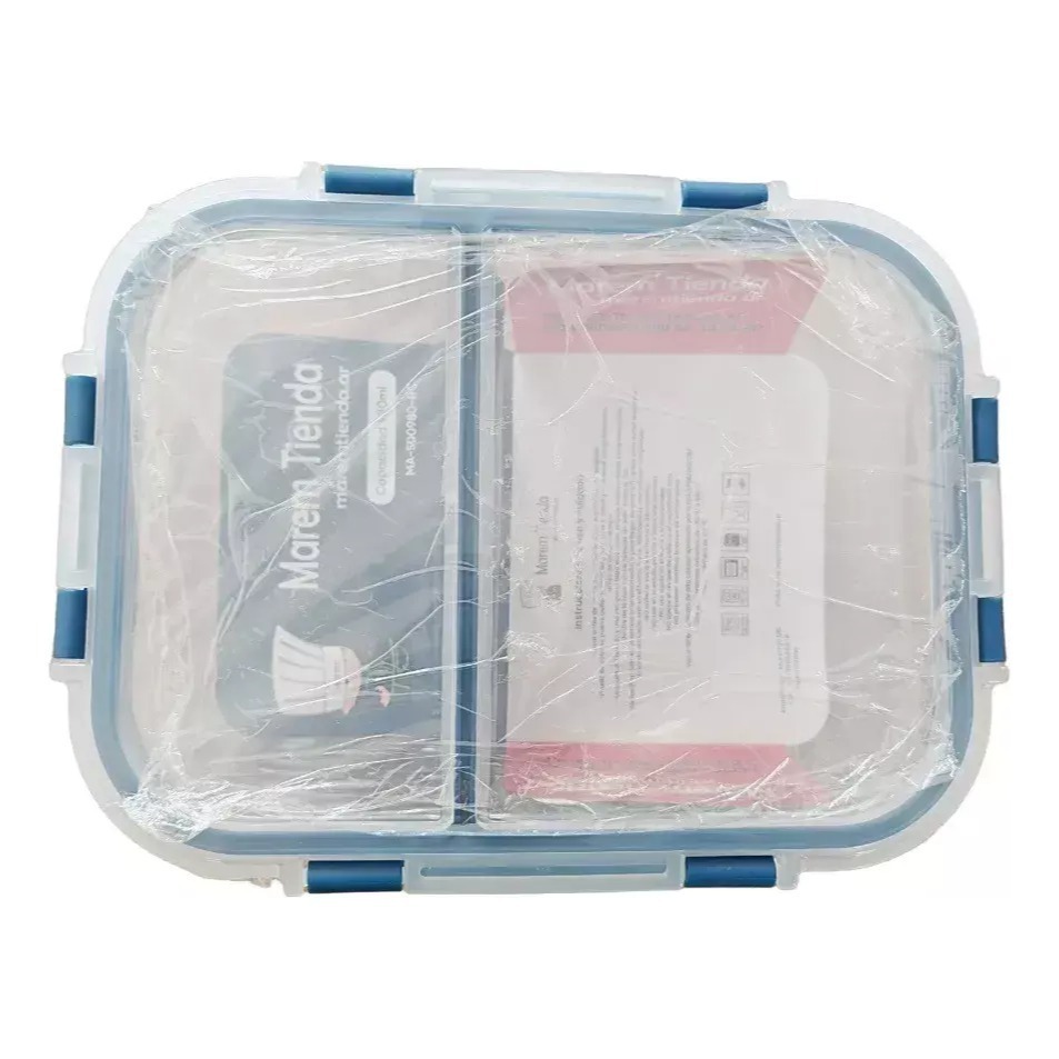 Tuper Vidrio Hermetico Rectangular 2 Divisiones Horno 1360ml