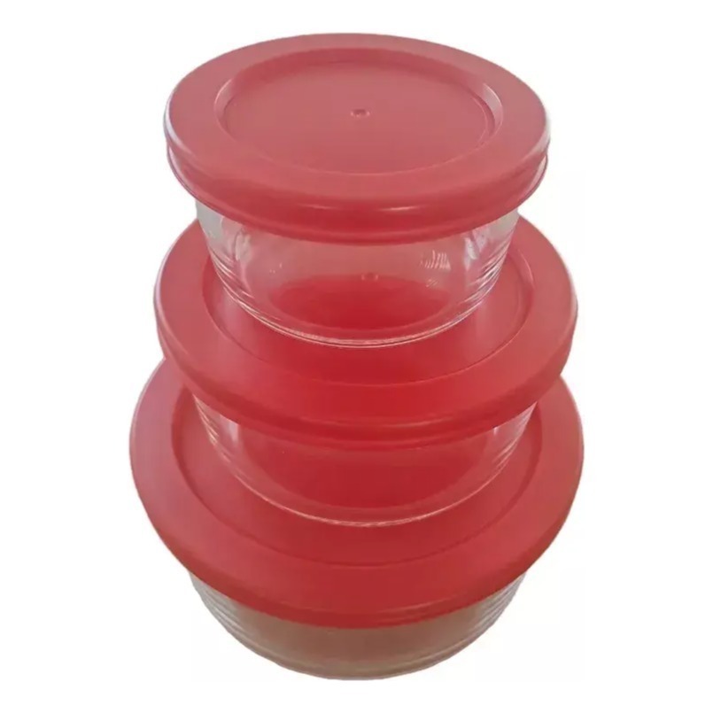 Set 3 Bowl De Vidrio Apto Horno Con Tapa Cocina Fuente