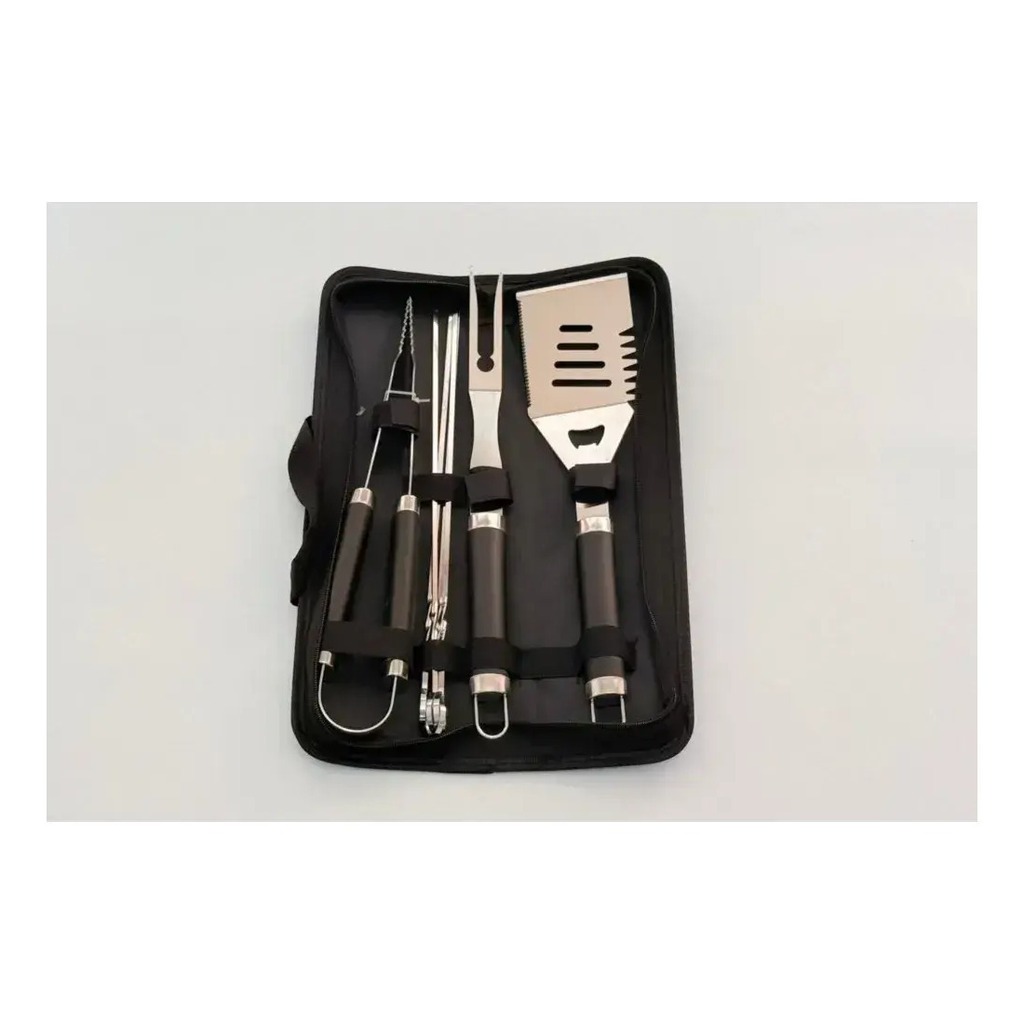 Set De Asado 7 Piezas Acero Inoxidable Con Estuche