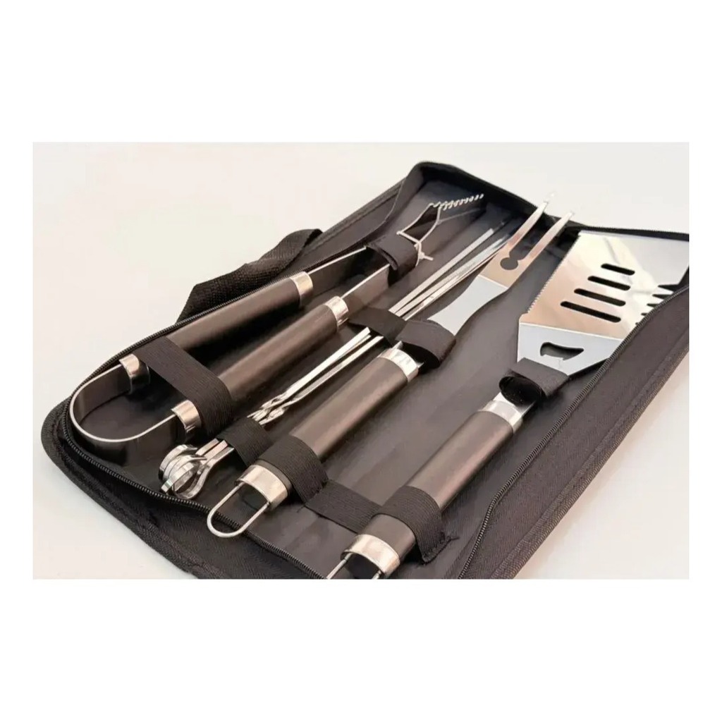Set De Asado 7 Piezas Acero Inoxidable Con Estuche