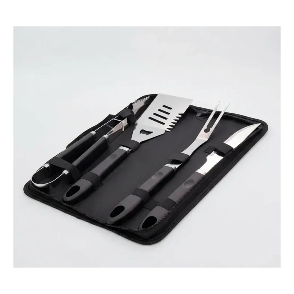 Set De Asado 4 Piezas Acero Inoxidable Con Estuche