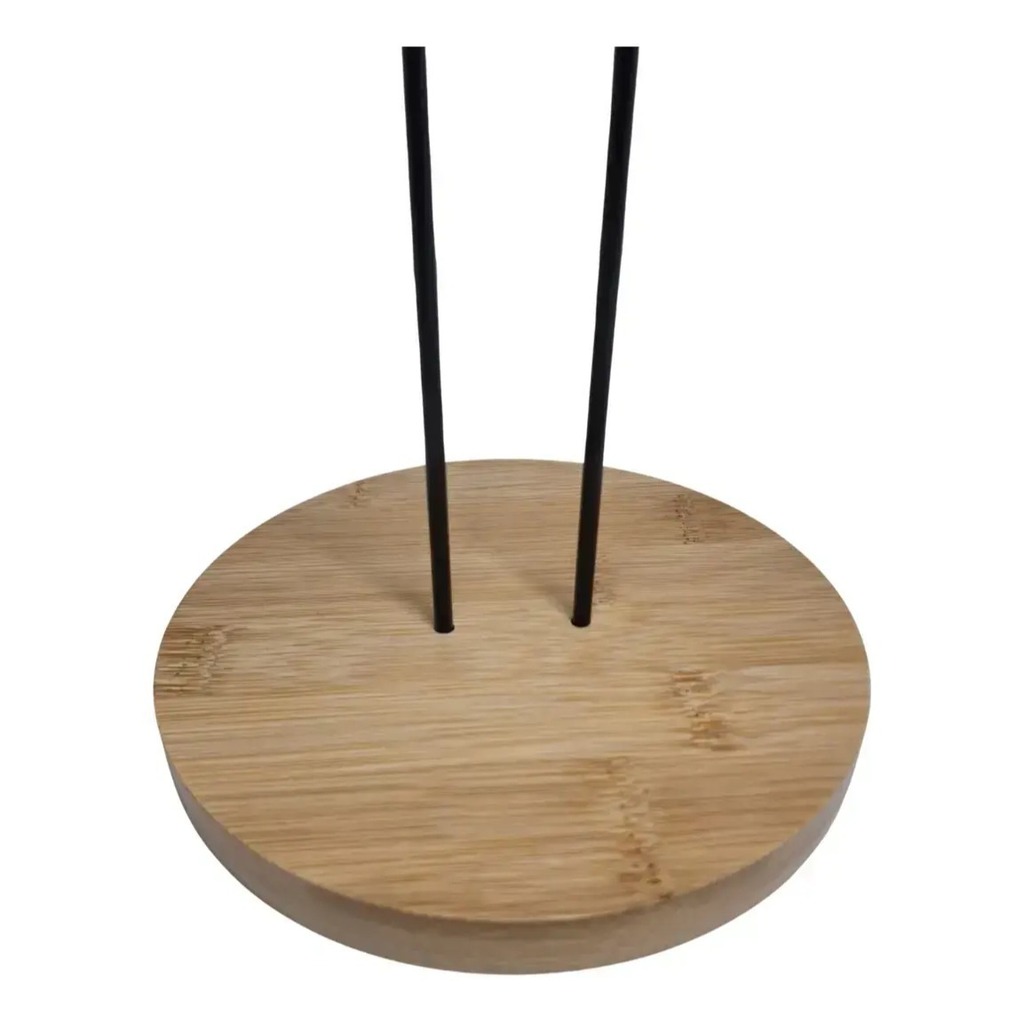 Porta Rollo De Cocina Negro Y Madera Bambú Mesa